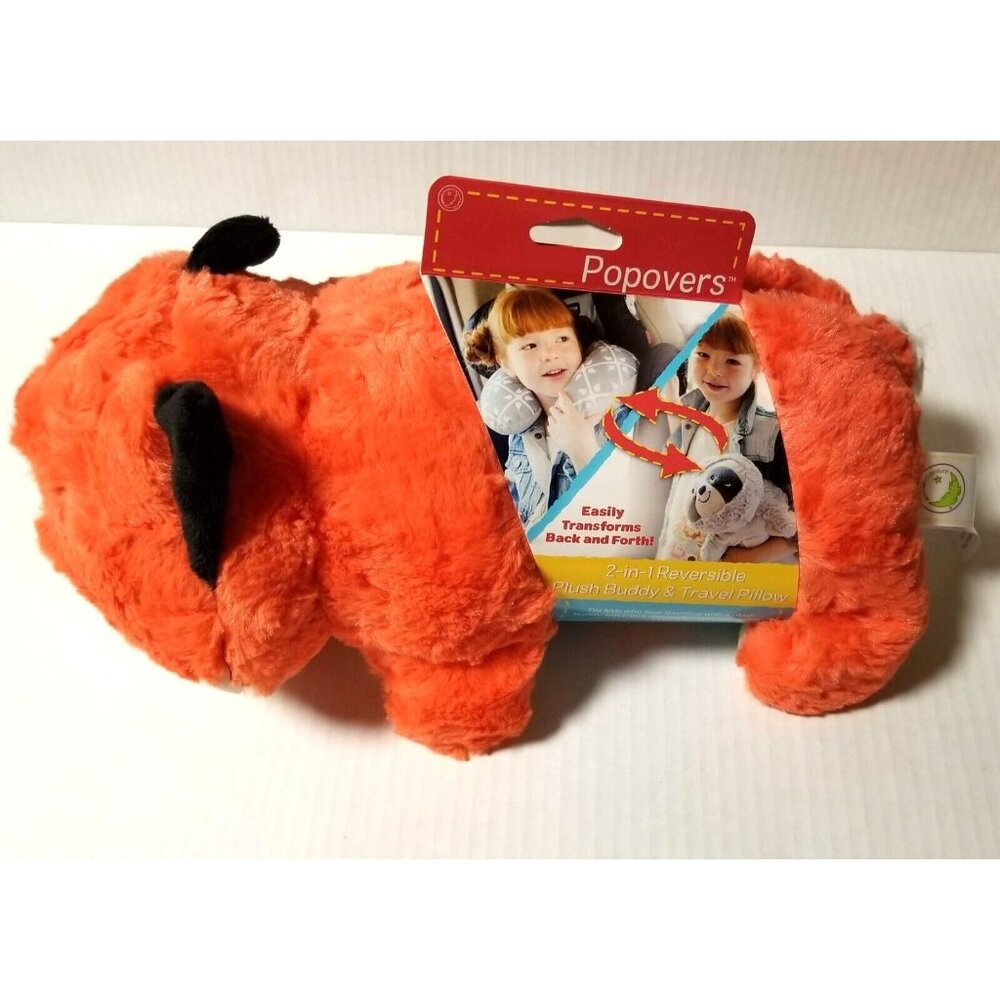 Animal Adventure Popovers 2in1 Reversible Travel Pillow & Plush Buddy Orange Fox